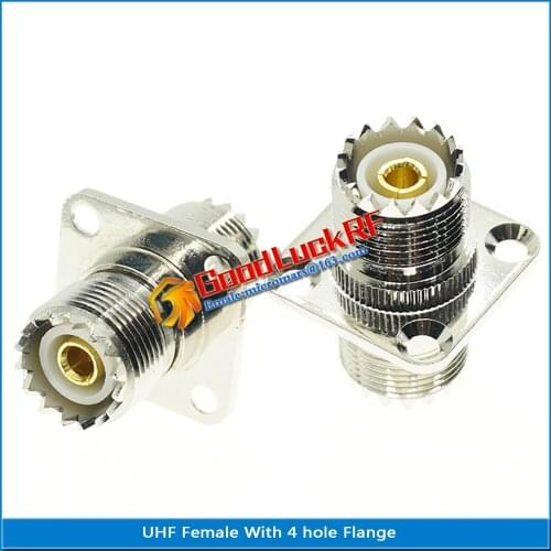 1X Pcs UHF Female To UHF Female 4 Hole Flange Chassis Panel Mount PL259 SO239 UHF 2 Dual Female Connector Coaxial RF Adapters