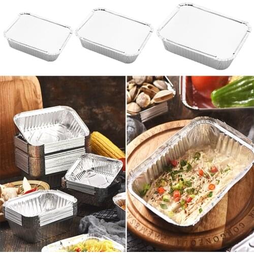 20PCS/Pack Disposable Takeout Pans Aluminum Foil Pan Containers Pans with Lids for Baking Storing Heating Cooking Grilling Food