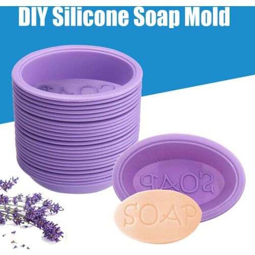 25PCS Handmade Silicone Soap Mold DIY Soap Box Oval Bathroom Toilet Square Ellipse Practical Easy Demoulding Pink Purple