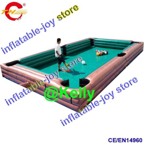 Free air shipping inflatable snooker game, cheap inflatable football snooker pool table, portable inflatable soccer snooker game