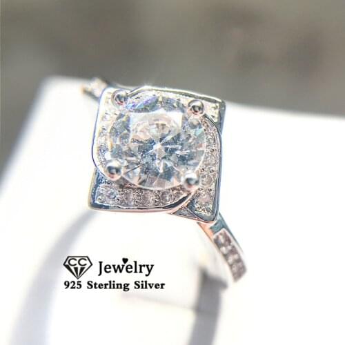 CC Rings For Women S925 Silver Cubic Zirconia Luxury Fine Jewelry Bridal Wedding Propose Engagement Ring Classic Anel CC095