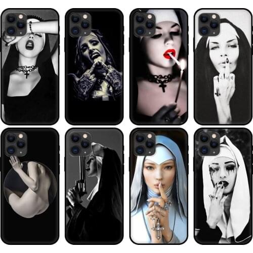 Black tpu case for iphone 5 5s se 6 6s 7 8 plus x 10 cover for iphone XR XS 11 pro MAX case Sister Nun