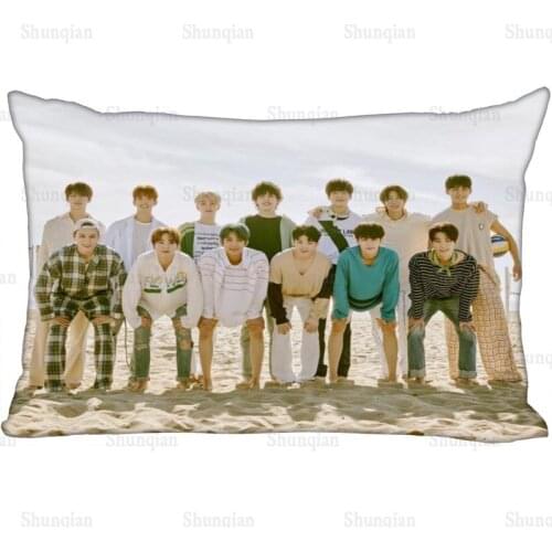 SEVENTEEN Kpop Star Pillowcase Satin Fabric Pillow Cover New Rectangle Zipper Pillow Cases Home Office Wedding Decorative 0512