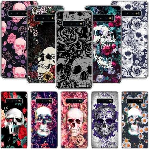 Floral Sugar Skull Flower Phone Case For Samsung Galaxy S10 S20 S21 S9 S8 S7 Note 10 20 9 8 FE J4 J6 Ultra Plus Lite Pro + Edge