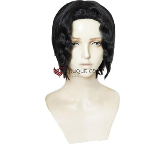 Demon Slayer: Kimetsu No Yaiba Kibutsuji Muzan Short Black Curly Hair Heat Resistant Cosplay Costume Wigs + Free Wig Cap
