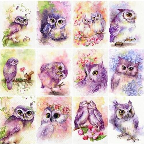 EverShine Diamond Painting Set Animal Diamond Mosaic Owl Beaded Embroidery Needlework Picture Of Rhinestones Handmade Hobby