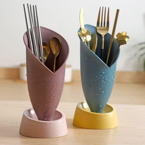 Kitchen Tableware Storage Organizer Creative Flower Leaf Shape Fork Knife Spoon Storage Box Dryer Rack Holder Home Decorating
