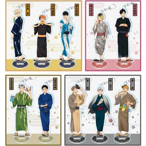 Hot Anime Haikyuu!! Ryunosuke Tanaka Kei Tsukishima Kageyama Kimono Theme Acrylic Stand Display Model Plate Desk Decor Gift