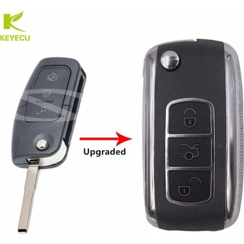 KEYECU Replacement Upgraded Foding Remote Key Fob 3Button 433MHz for Ford Fiesta Focus Mondeo C-Max With HU101 Blade