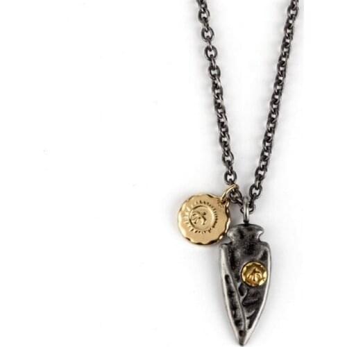 Personality anime Shield Triangle Necklace Men Stainless Steel Feather Eagle Animal Pendant Choker Necklace Women Statement