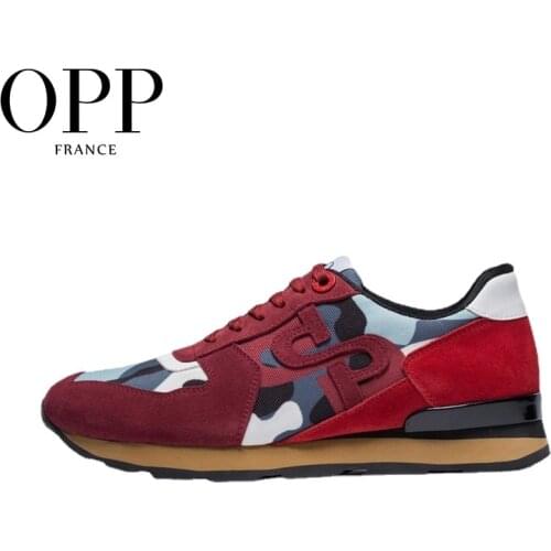 OPP Mens Shoes Fashion Red camouflage Military Style Sneakers Genuine Leather Large Size Lace-up Casual Shoes