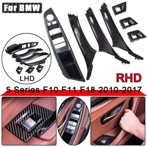LHD RHD Interior Door Carbon Fiber Window Lift Switch Pull Handle Assembly Replacement For BMW 5 Series F10 F11 520i 523i 525i