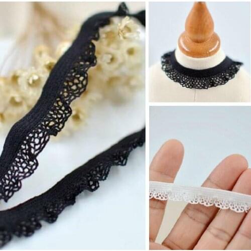 Hot ! 5 Meters 10mm/13mm Soft White Black Elastic Sewing Lace Trimmings Stretchy Lace Trim DIY Material