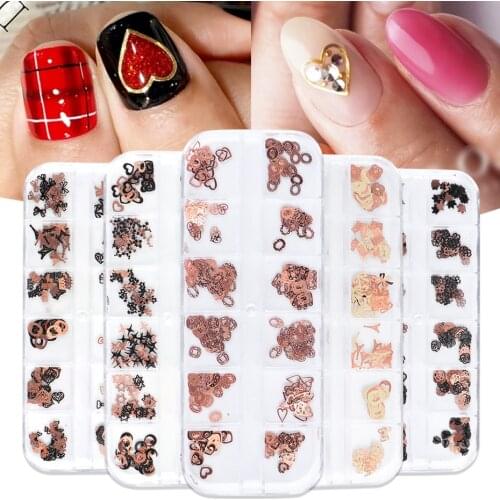 Manicure Sequin Jewelry Hollow Metal Computer Chip K Gold Butterfly Maple Leaf Thin Nail Decoration Mixed Glitter Sequins Nails