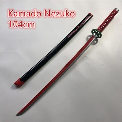 Kimetsu no Yaiba Sword Weapon Demon Slayer Kamado Nezuko Cosplay Sword 1:1 Anime Ninja Knife wood toy 104cm