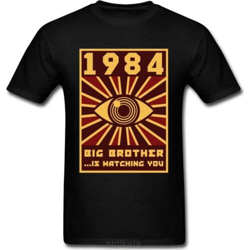 1984 Big Brother T-shirt Men Black Tops Graphic Tshirt Hor Eye Clothing Tees 80s T Shirts Funny Hipster Streetwear
