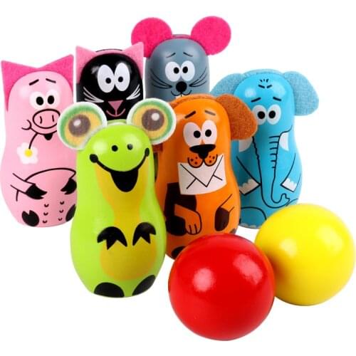 Cartoon Kids Bowling Ball Set Baby Wooden Sport Toys Factory Directsale Children Early Educational Toy Gift Boy Girl