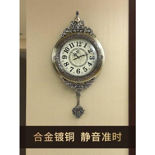 European Style Clock Wall Clock Living Room Luxury Creative Quartz Retro Fashion Clock American Home Art Wall Watch Atmosphere