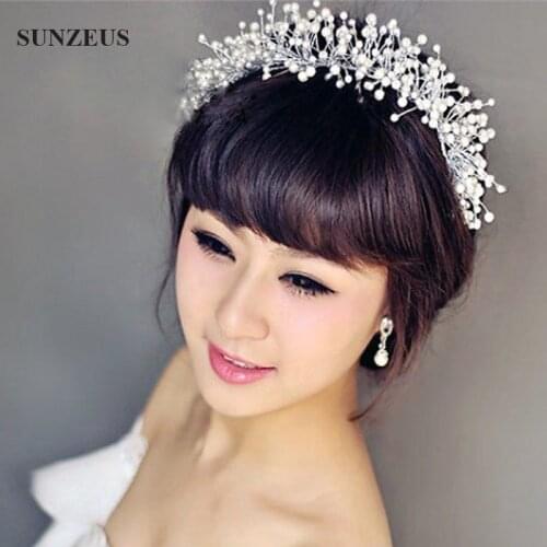 New Hand-made Pearls Bridal Headband Crown Wedding Tiara Headpiece Bride Head Accessories Free Shipping SQ073