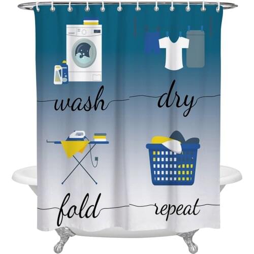 Laundry Room Clothes Gradient Shower Curtains Bathroom Curtain Waterproof Polyester Frabic Bathroom Curtain with Hooks