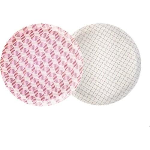 Disposable Party Tableware Wedding Decoration 9 Inch Pink White Paper Plate Birthday Party Decorations Kids Party Decoration