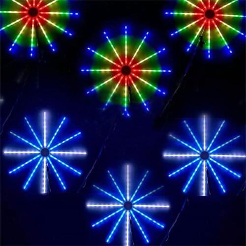 2021 New Smart Outdoor Hanging Firework Light 12 Branch 96LEDS Starburst Light with Remote for Wedding Party Patio Garden Decor