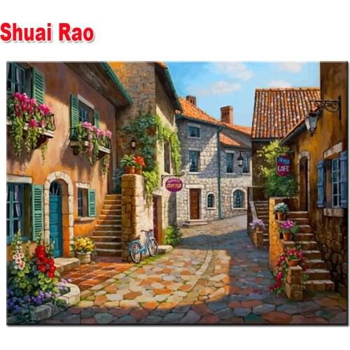 Full Round/Square Diamond Painting European Street Town 5 d DIY Diamond Mosaic Picture Puzzle 3d Cross Stitch diamond Embroidery