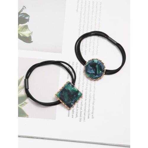 Woman Emerald Acetate Hair Rope Retro Elegant Geometric Hair Ring Durable Three Layers Rubber Bands Girls Hair Accessories