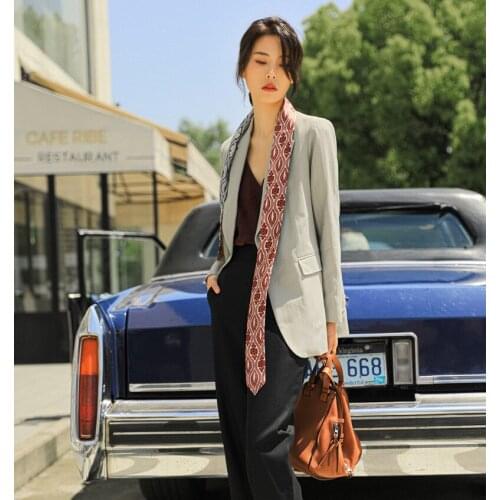 Silk Versatile Small Silk Scarf Double Sided Printing Womens Hair Band Decorative Scarf Mulberry Silk Slender Ribbon Scarf