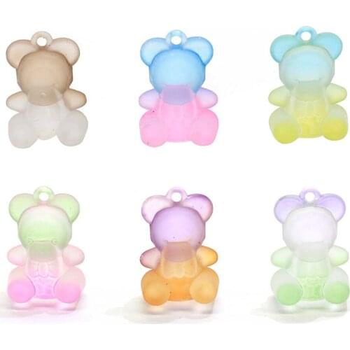 Cute Jelly Gradient Color Bear Earrings Pendant Women Girls Resin Animal Pendant DIY Hair Jewelry Earring Accessories