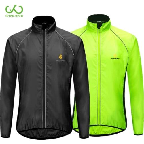 WOSAWE Reflective Windbreaker Running Jacket Long Sleeved Jersey Outdoor Windproof Jacket Wind Coat for Hiking Camping Cycling
