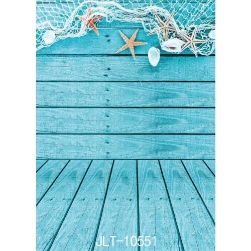 Fabric Custom Photography Backdrops Prop Blue Wooden Wall Starfish Photo Studio Backgrounds for Wedding Children Baby photocall