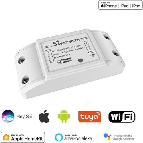 Tuya 10A Universal Wifi Smart 2200W Wireless Remote Control Switch Smart Home Light Module Work With Alexa Google Home Homekit