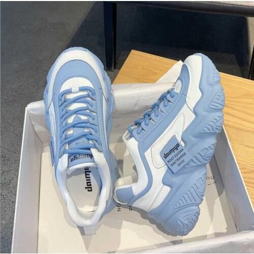 2021 Comfortable Light Casual Shoes Womens Lace-up Non-slip Sneakers Fashion Womens Shoes Autumn Color Matching Platform Shoes