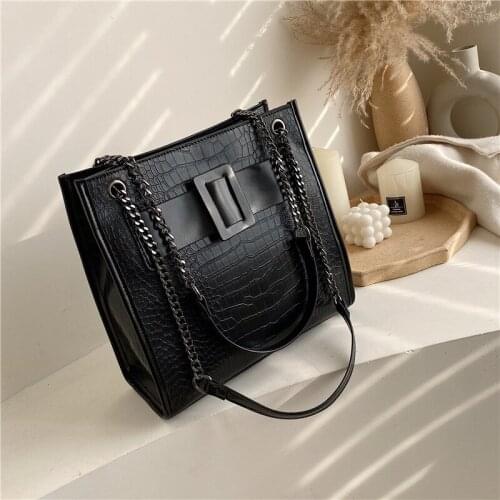 Aosbos Crocodile Pattern Pu Leather Chain Shoulder Bags for Women Handbags Designer Crossbody Bags 2020 Large Capacity Tote Bag