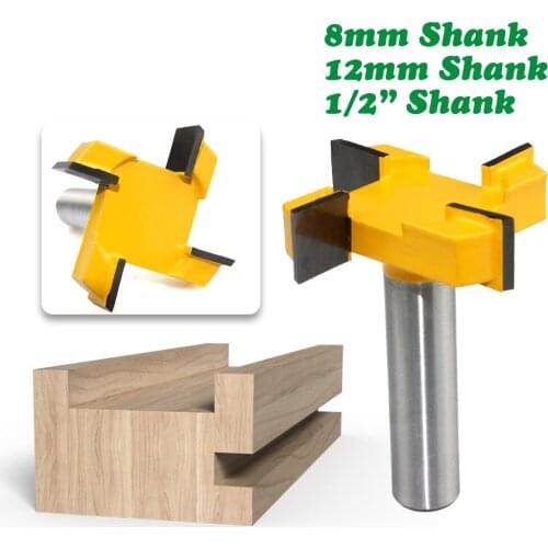 1pc 4 Edge T Type Slotting Cutter Woodworking Tool Router Bits For Wood Industrial Grade Milling Cutter Slotting