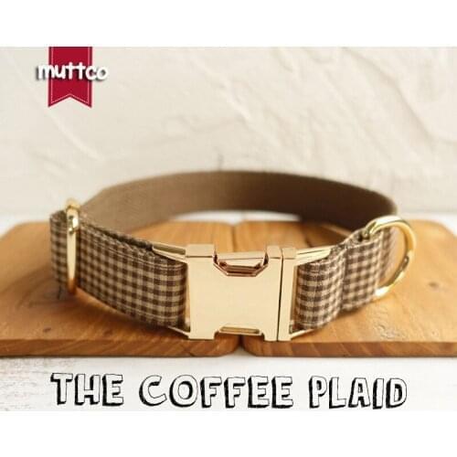 10pcs/lot MUTTCO cool self-design basic collar for Chihuahua Poodle Pitbull THE COFFEE PLAID pleasing dog collar 5 sizes UDC072J