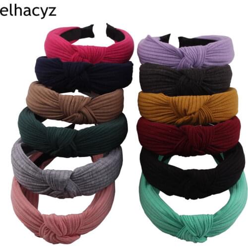 12pcs/lot New Chic Solid Soft Knotted Flamingo Headband Hairband for Women Girls Hair Hoop Elegant Headwear Hair Accessories