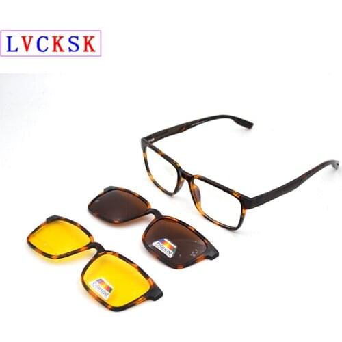 2 in 1 Unisex Myopia Reading Glasses Frame for Women Men Polarized Night Vision Magnet Clip On Sunglasses Driving Eyeglasses A3