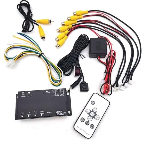 360° Car Parking View 4 Camera Image Quad Ways Video Monitoring With Control Box