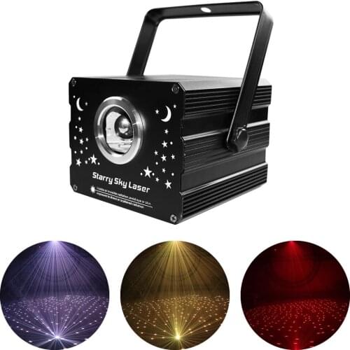 500MW RGB Disco Light Starry Sky DJ LED Laser Projector Voice Control Party Lights Hybrid Flashing for Home Family Decoration