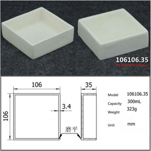 99.5% Square corundum crucible / 300ml 106106.35 / Temperature 1600 degrees / Sintered ceramic crucible