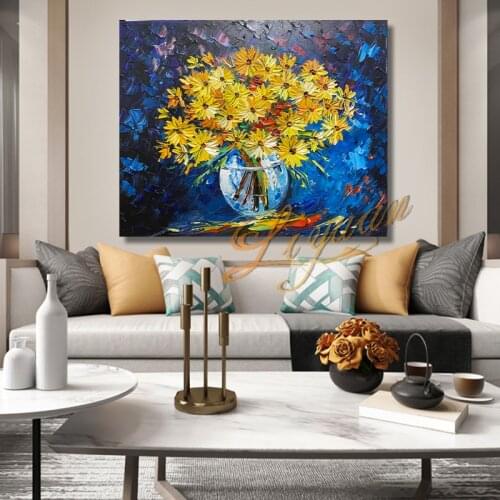 Beautiful Flowers Abstract Oil Painting Hand-painted Wall Art Home Decor Picture Modern Oil Painting On Canvas No Framed