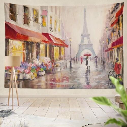 Paris Tower Umbrella Modern Art Oil Paris Art Famous Landscape Romantic Hanging Tapestries