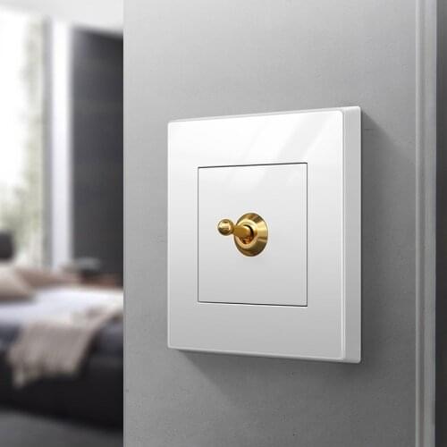 White 1-4 Gang 2 Way Brass Toggle Switch Vintage Type 86 Concealed Household Wall Light Retro Switch USB Socket Panel