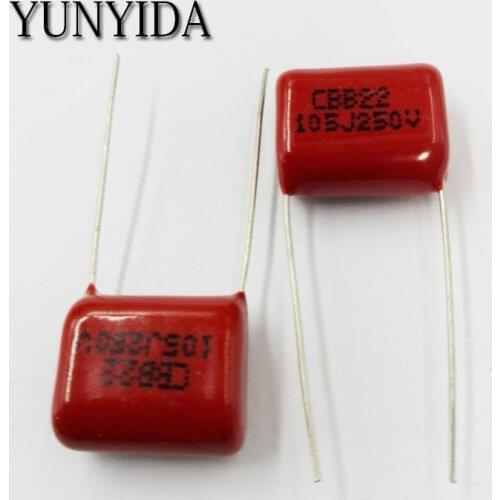 Free Shipping 10pcs, CBB 105J 250V 1UF P15mm Metallized Film Capacitor