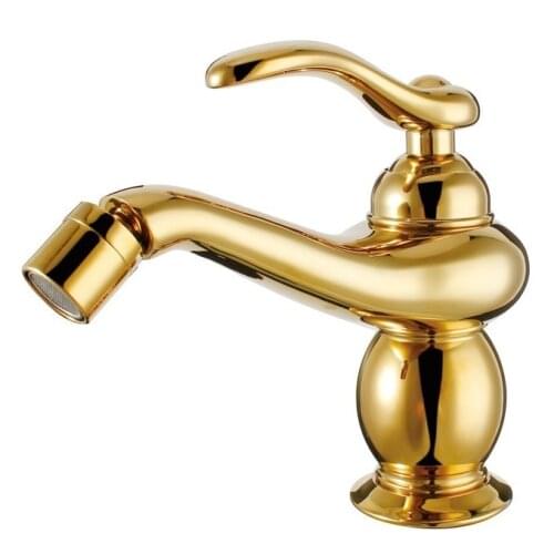 Free ship Singe hole single handle bathroom bidet faucet mixer tap Gold clour