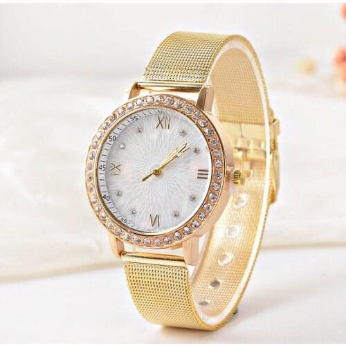 Luxury Rose Gold Women Watches Fashion Diamond Ladies Starry Sky Grid Watch Waterproof Female Wristwatch For Gift Clock