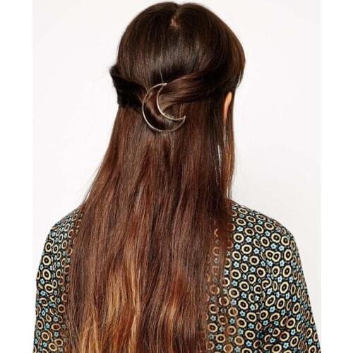 Women Fashion Simple Metal Moon Pattern Hairpin Hair Accessories Alloy Hair Clip Hair Accessories 2017 New Wholesale