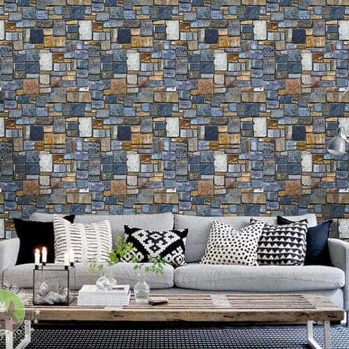 45CM*100CM Home Decor 3D Wood Grain Wall Stickers Paper Brick Stone Wallpaper Self-Adhesive Living Room Bedroom Kitchen Decorate